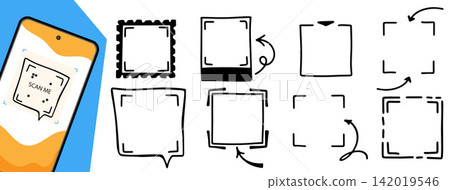 Cute Sketch QR Code Borders and Decorative Frames Cute Sketch QR Code Borders and Decorative Frames 142019546