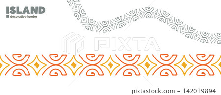 Hand Drawn Tiki Tribal Border Ornament Hand Drawn Tiki Tribal Border Ornament 142019894