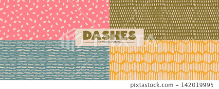 Minimal Dash Pattern. Seamless Abstract Line Texture. Minimal Dash Pattern. Seamless Abstract Line Texture. 142019995