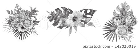 Delicate Floral Bouquet with Pointillism Dots Delicate Floral Bouquet with Pointillism Dots 142020019