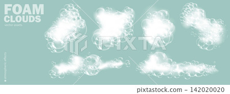 Realistic Bath Foam Border. Soft Soap Lather Realistic Bath Foam Border. Soft Soap Lather 142020020