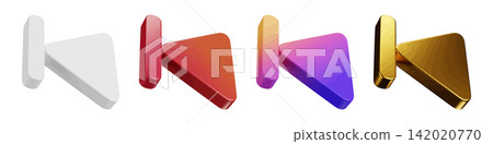 Colorful 3D back button glossy icons on white background Colorful 3D back button glossy icons on white background 142020770