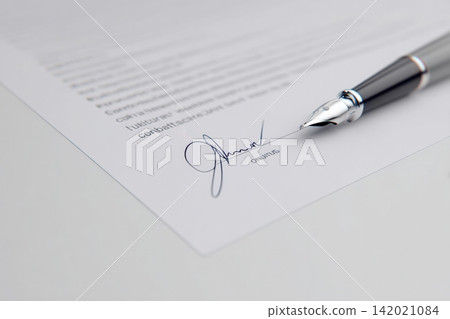 Glowing signature on a contract highlights a significant agreement Glowing signature on a contract highlights a significant agreement 142021084