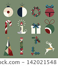Set of geometric Christmas elements isolated modern retro style 142021548