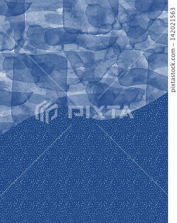 Abstract background material with a navy-toned watercolor-style texture and polka dot pattern. Abstract background material with a navy-toned watercolor-style texture and polka dot pattern. 142021563