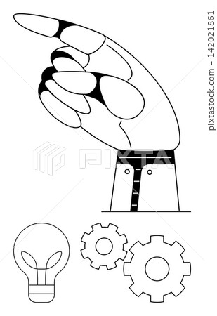 Artificial intelligence, robotics, automation, innovation, machine technology, future innovation. Robotic hand pointing with lightbulb and gears. Robotics and artificial intelligence concept Artificial intelligence, robotics, automation, innovation, machine technology, future innovation. Robotic hand pointing with lightbulb and gears. Robotics and artificial intelligence concept 142021861