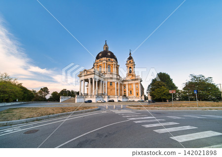 Historic Basilica of Superga in Turin Italy with Clear Sky Historic Basilica of Superga in Turin Italy with Clear Sky 142021898
