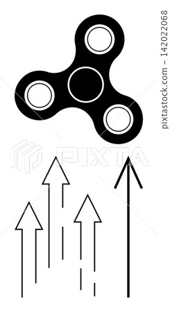 Stress relief, focus improvement, growth, progress, direction, relaxation. Black fidget spinner at the top with upward pointing arrows below. Stress relief and focus improvement concepts Stress relief, focus improvement, growth, progress, direction, relaxation. Black fidget spinner at the top with upward pointing arrows below. Stress relief and focus improvement concepts 142022068