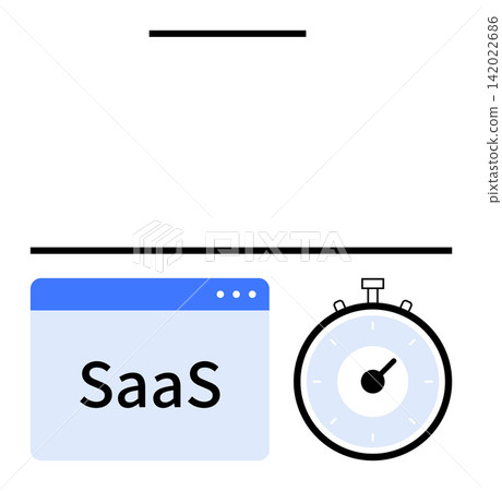 Software as a Service, time tracking, efficiency, cloud solutions, business tools, workflow automation. Minimalist design of a SaaS web interface and a stopwatch. SaaS and time tracking concept Software as a Service, time tracking, efficiency, cloud solutions, business tools, workflow automation. Minimalist design of a SaaS web interface and a stopwatch. SaaS and time tracking concept 142022686