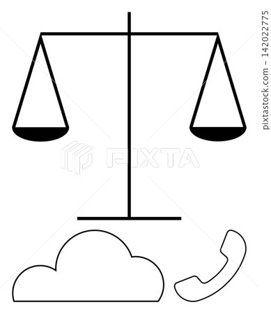 Law, technology, remote communication, virtual legal services, online justice, consultation. Scales of justice, cloud and telephone icon . Law and technology integration concept Law, technology, remote communication, virtual legal services, online justice, consultation. Scales of justice, cloud and telephone icon . Law and technology integration concept 142022775