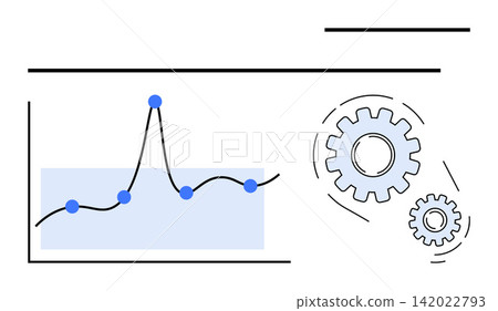 Data analysis, business strategy, project management, process optimization, technical solutions, innovation. A line graph with data points and gears processes. Data analysis and business strategy Data analysis, business strategy, project management, process optimization, technical solutions, innovation. A line graph with data points and gears processes. Data analysis and business strategy 142022793