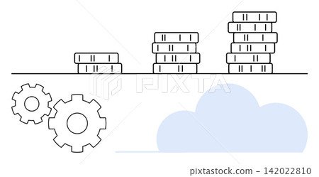 Financial growth, business development, cloud computing, investment strategies, online services, digital economy. Stacks of coins, gears and cloud element. Financial growth and business development Financial growth, business development, cloud computing, investment strategies, online services, digital economy. Stacks of coins, gears and cloud element. Financial growth and business development 142022810