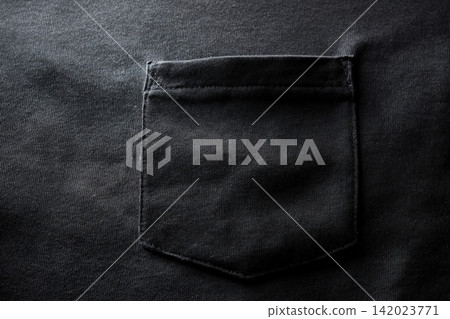 Black shirt pocket detail on a plain white background for clothing design Black shirt pocket detail on a plain white background for clothing design 142023771