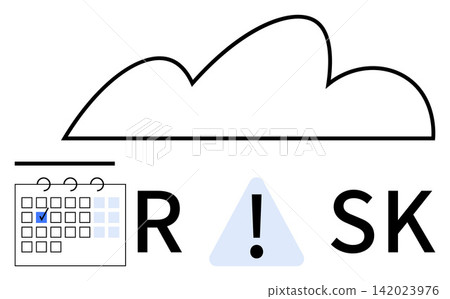 Risk management, cloud computing, data security, planning, decision-making, forecasting. Image features a cloud graphic, calendar and exclamation mark. Risk management and cloud computing Risk management, cloud computing, data security, planning, decision-making, forecasting. Image features a cloud graphic, calendar and exclamation mark. Risk management and cloud computing 142023976