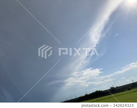 藍天、雲層間的縫隙,還有稻田。 藍天、雲層間的縫隙,還有稻田。 142024323