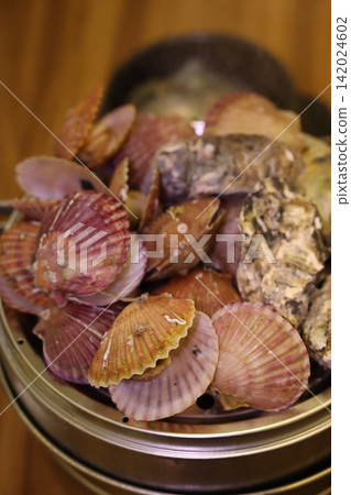 Fresh Seafood Assortment in Metal Bowl Fresh Seafood Assortment in Metal Bowl 142024602