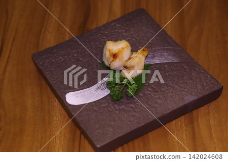 Gourmet Seafood Dish on Stone Plate Gourmet Seafood Dish on Stone Plate 142024608