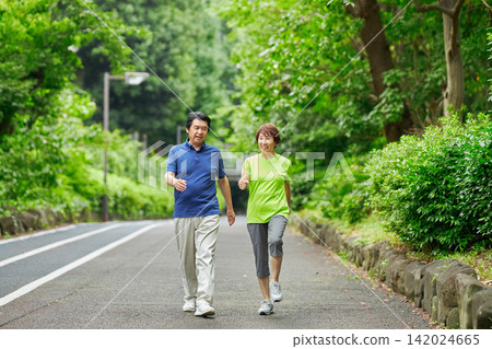 一對老年夫婦外出散步 一對老年夫婦外出散步 142024665