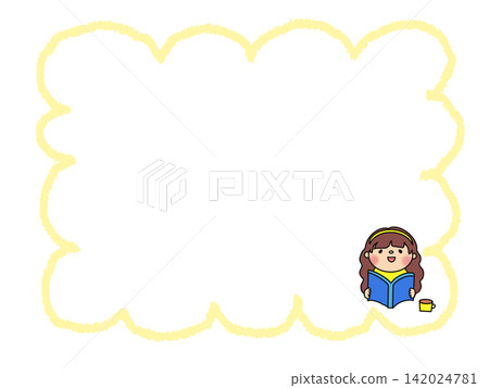 An illustration of a cute girl reading a book on a long autumn night, along with notes and speech bubble frames. An illustration of a cute girl reading a book on a long autumn night, along with notes and speech bubble frames. 142024781