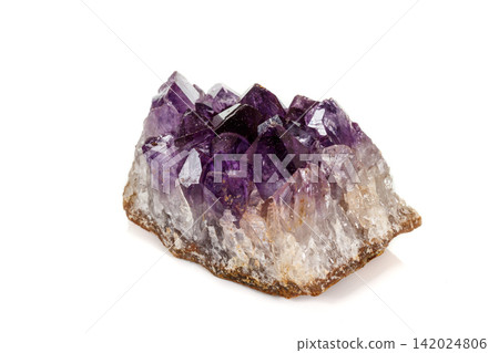 Amethyst Crystal Druse macro mineral on white background Amethyst Crystal Druse macro mineral on white background 142024806