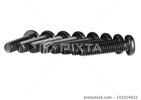 hex socket head screw in black color on isolated white background hex socket head screw in black color on isolated white background 142024832