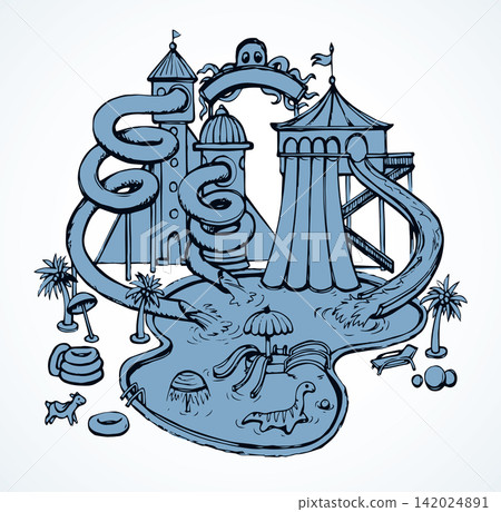 Aquapark. Vector drawing 142024891