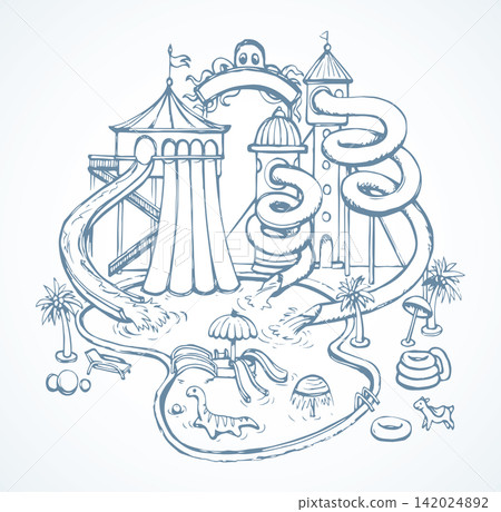 Aquapark. Vector drawing Aquapark. Vector drawing 142024892
