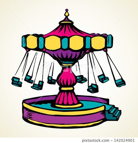 Attraction carousel. Vector doodle symbol Attraction carousel. Vector doodle symbol 142024901