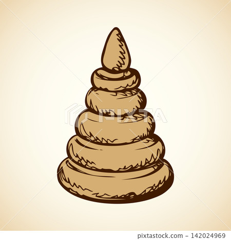 Toy pyramid from rings. Vector drawing 142024969