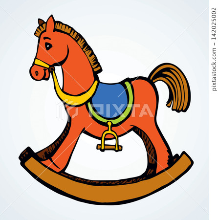 Toy horse swing. Vector drawing Toy horse swing. Vector drawing 142025002