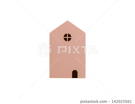 Pink Wooden Toy House Icon Isolated on White Background Pink Wooden Toy House Icon Isolated on White Background 142025081