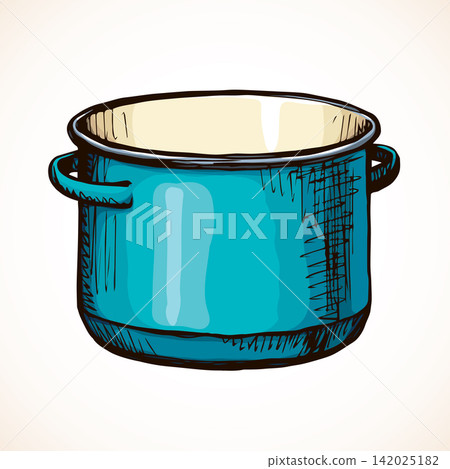 Old pan. Vector drawing Old pan. Vector drawing 142025182