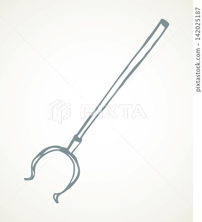 Old fire iron poker. Vector drawing Old fire iron poker. Vector drawing 142025187