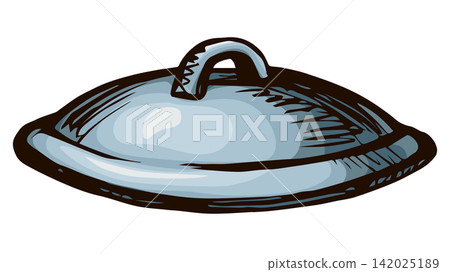 Cover the pan. Vector drawing 142025189