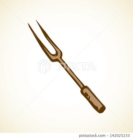 Fork for a barbecue. Vector drawing Fork for a barbecue. Vector drawing 142025233