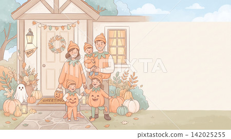 Illustration of family wearing vampire costumes on Halloween Illustration of family wearing vampire costumes on Halloween 142025255