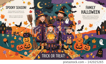 Illustration of family wearing vampire costumes on Halloween Illustration of family wearing vampire costumes on Halloween 142025265
