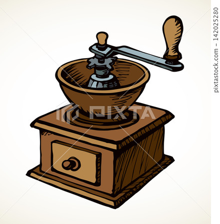 Coffee grinder. Vector drawing icon Coffee grinder. Vector drawing icon 142025280