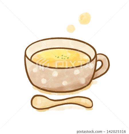 手繪水彩插圖,描繪南瓜濃湯(秋季風味,湯杯,白色背景) 手繪水彩插圖,描繪南瓜濃湯(秋季風味,湯杯,白色背景) 142025316