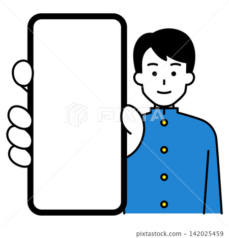 A male student shows his smartphone screen in a larger size. A male student shows his smartphone screen in a larger size. 142025459