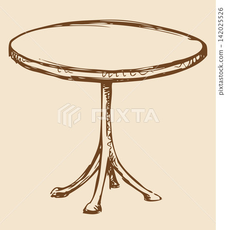 Vector drawing. Round table 142025526