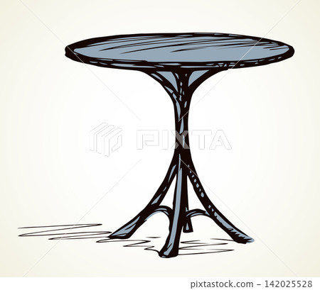 A small round table. Vector sketch drawing A small round table. Vector sketch drawing 142025528