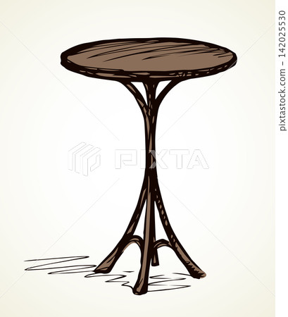 A small round table. Vector sketch drawing A small round table. Vector sketch drawing 142025530