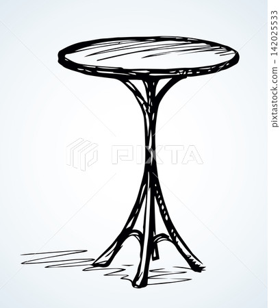 A small round table. Vector sketch drawing A small round table. Vector sketch drawing 142025533
