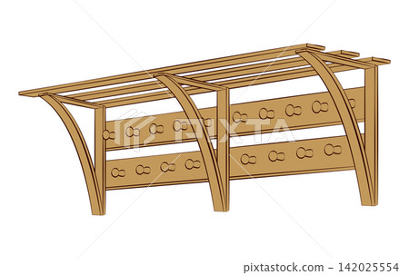 Shelf for clothes. Vector drawing Shelf for clothes. Vector drawing 142025554