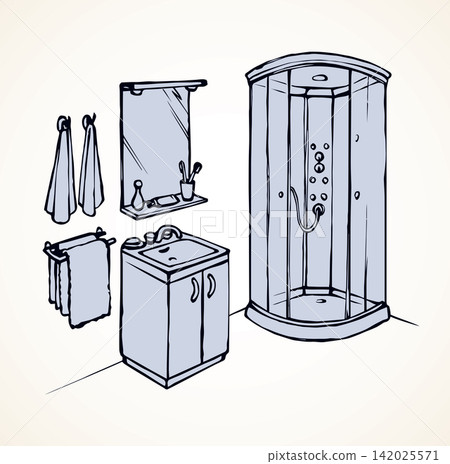 Shower cabin. Vector drawing Shower cabin. Vector drawing 142025571