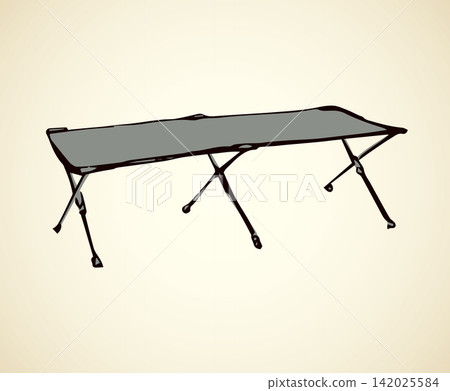 Camp bed. Vector drawing 142025584