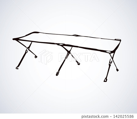 Camp bed. Vector drawing Camp bed. Vector drawing 142025586