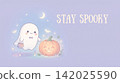 Halloween Pumpkin and Skull with " Stay Spooky Creepy" 142025590