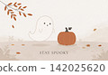Halloween Pumpkin and Skull with " Stay Spooky Creepy" 142025620
